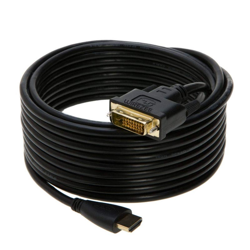 WireZee 25FT HDMI to DVI-D 24+1 Cable â€“ HDMI Male to DVI-D Male Adapter Cable for Monitor, PC, Laptop, TV, Projector â€“ High-Speed Digital Video Cable Supports 1080p/4K â€“ Gold-Plated Connectors - Image 1